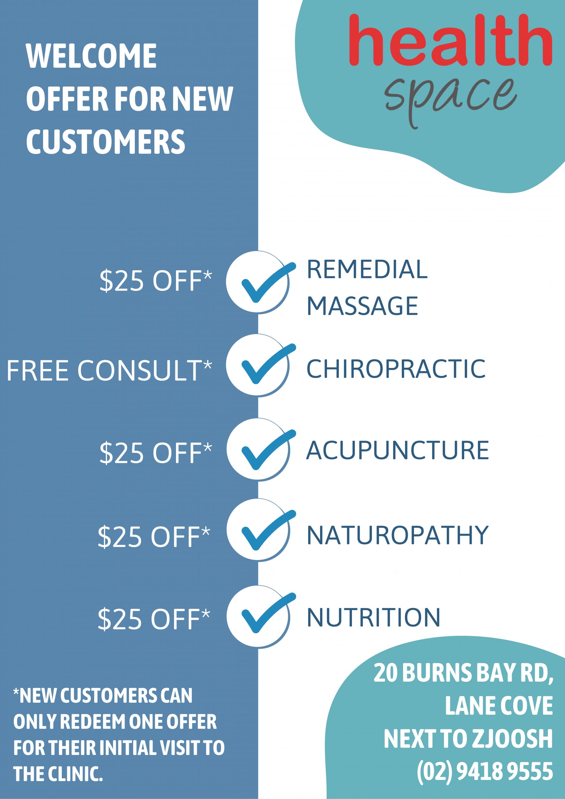 Current Lane Cove Promotion! - Health Space Clinics